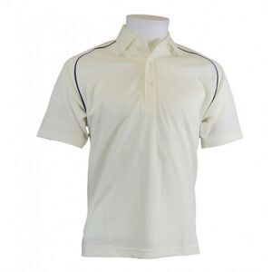 Carta Sport Mens Contrast Piping Cricket Shirt / Off White/Navy